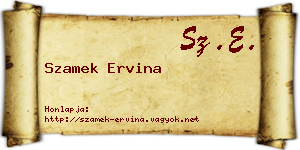 Szamek Ervina névjegykártya